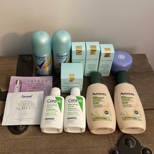 Various skincare/body care mini/travel size, samples. Estée Lauder, Tatcha, etc